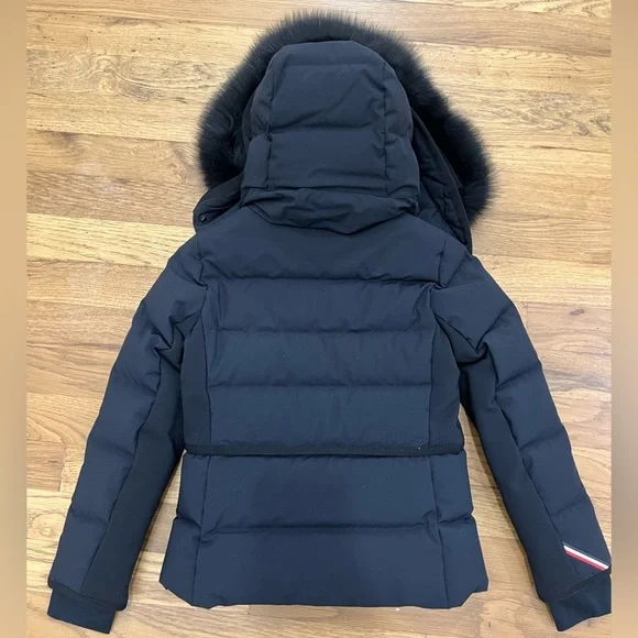 Moncler Grenoble Girls Black Puffer Jacket with fur size 6